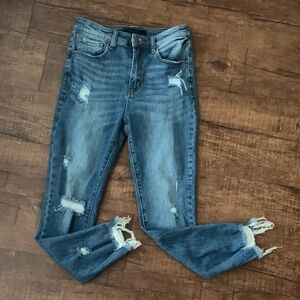 Risen distressed skinny jeans